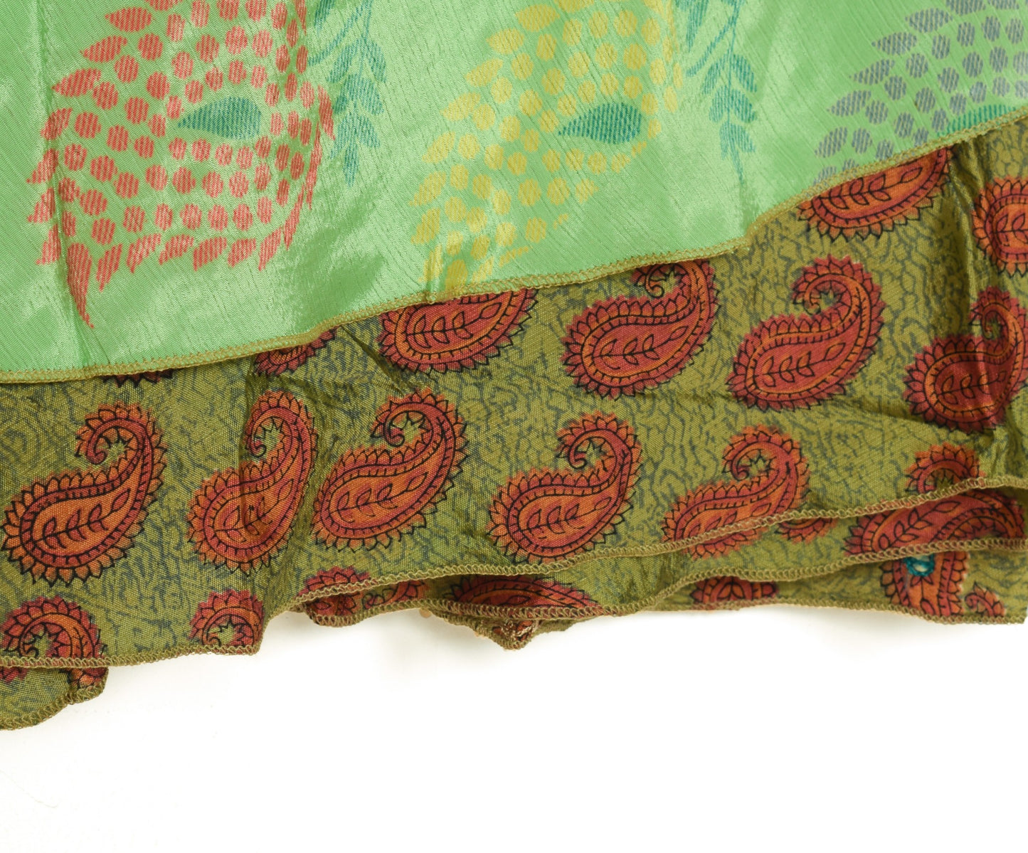 Sushila Vintage Art Silk Saree Magic Wrap Green Reversible Skirt Beach Dress