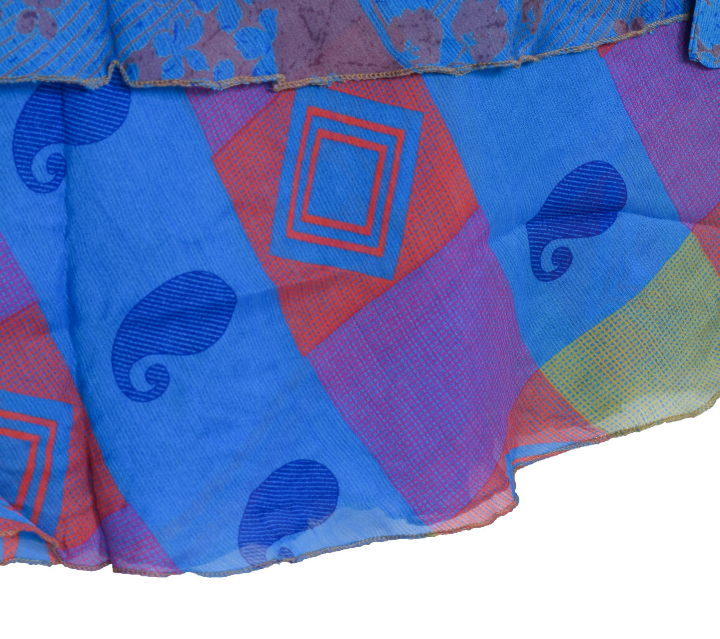 Sushila Vintage Silk Saree Magic Wrap Reversible Skirt Handmade Blue BeachDress