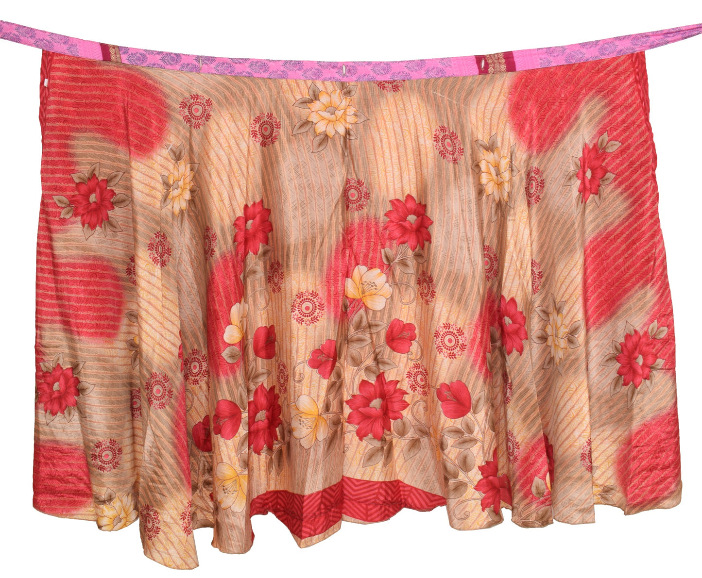 Sushila Vintage Handmade Silk Saree Magic Wrap Reversible Skirt Beach Dress Pink