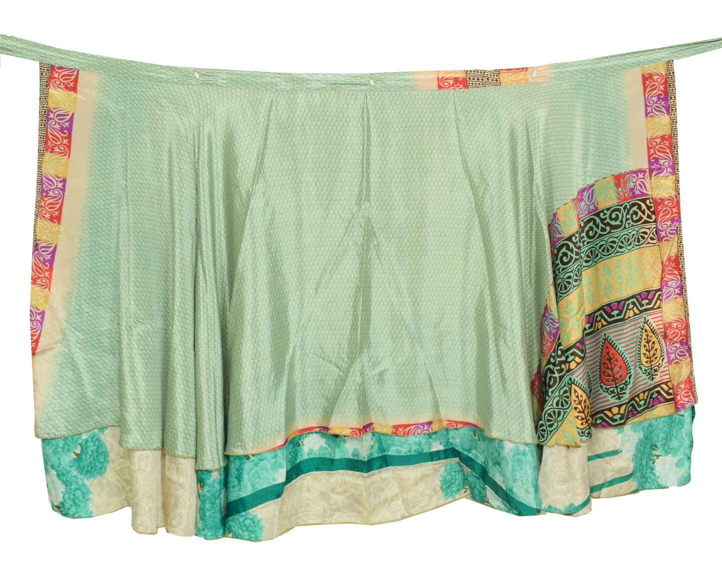 Sushila Vintage Silk Saree Magic Wrap Floral Reversible Skirt Beach Dress Hippie