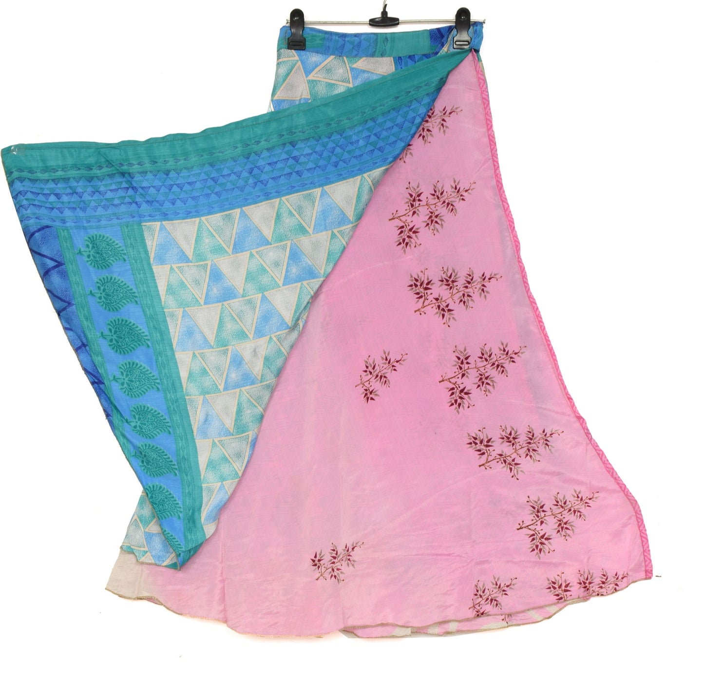 Sushila Vintage Pink Silk Saree Magic Wrap Reversible Skirt Beach Dress Handmade