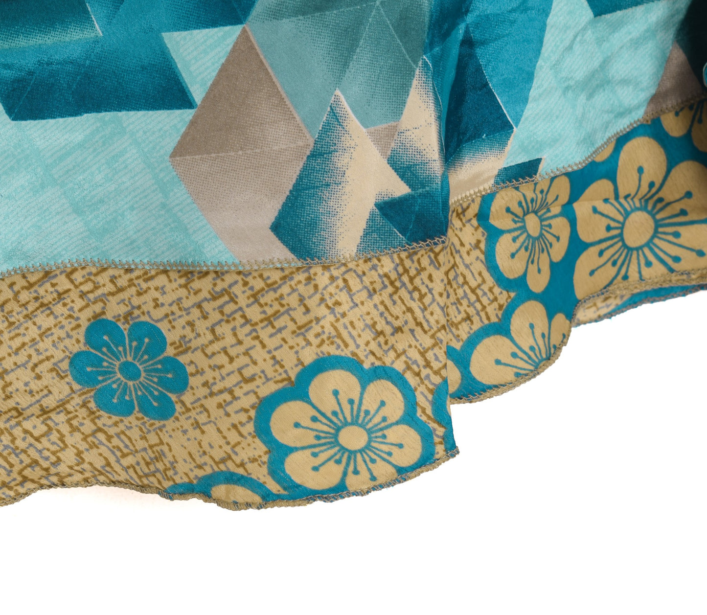 Sushila Vintage Art Silk Saree Magic Wrap Reversible Skirt Aqua Blue BeachDress