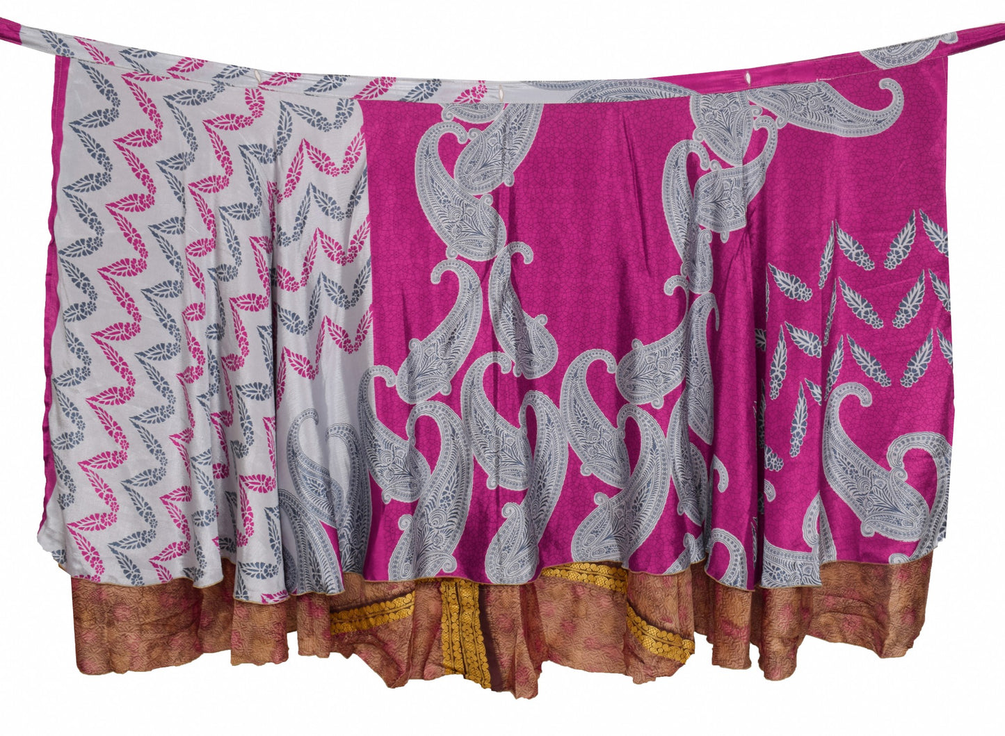 Sushila Vintage Art Silk Saree Magic Wrap Reversible Skirt Magenta Beach Dress