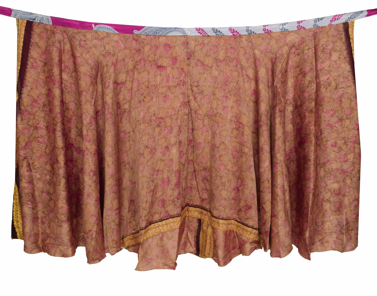 Sushila Vintage Art Silk Saree Magic Wrap Reversible Skirt Magenta Beach Dress