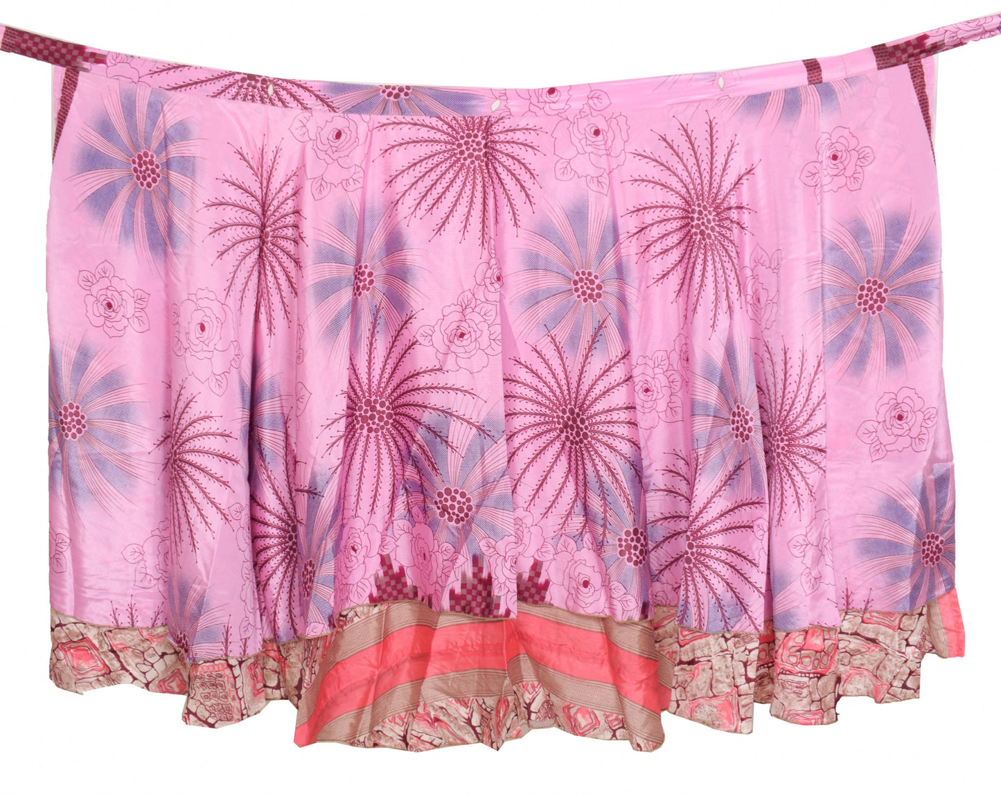 Sushila Vintage Silk Saree Magic Wrap Reversible Skirt Pink Handmade BeachDress