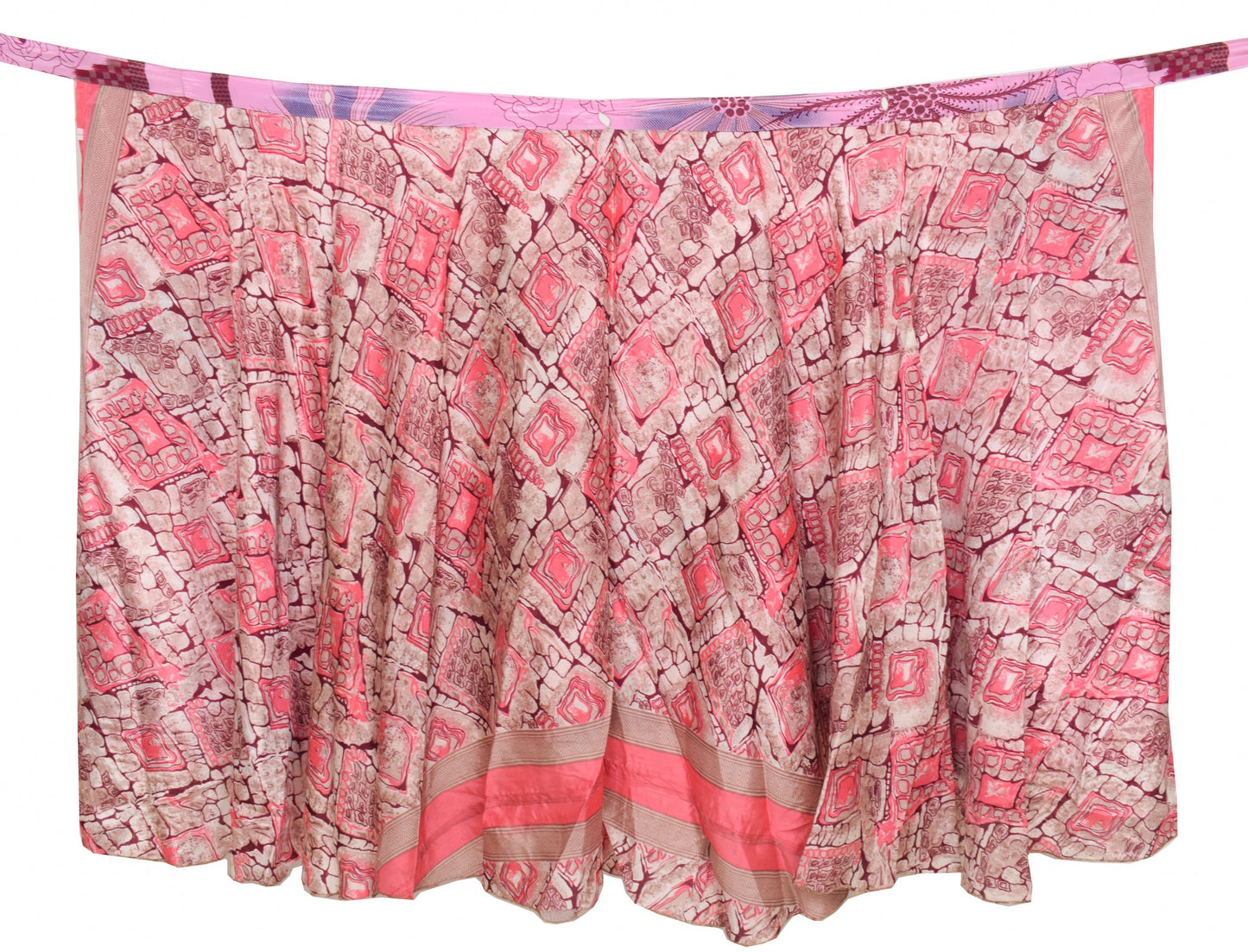 Sushila Vintage Silk Saree Magic Wrap Reversible Skirt Pink Handmade BeachDress