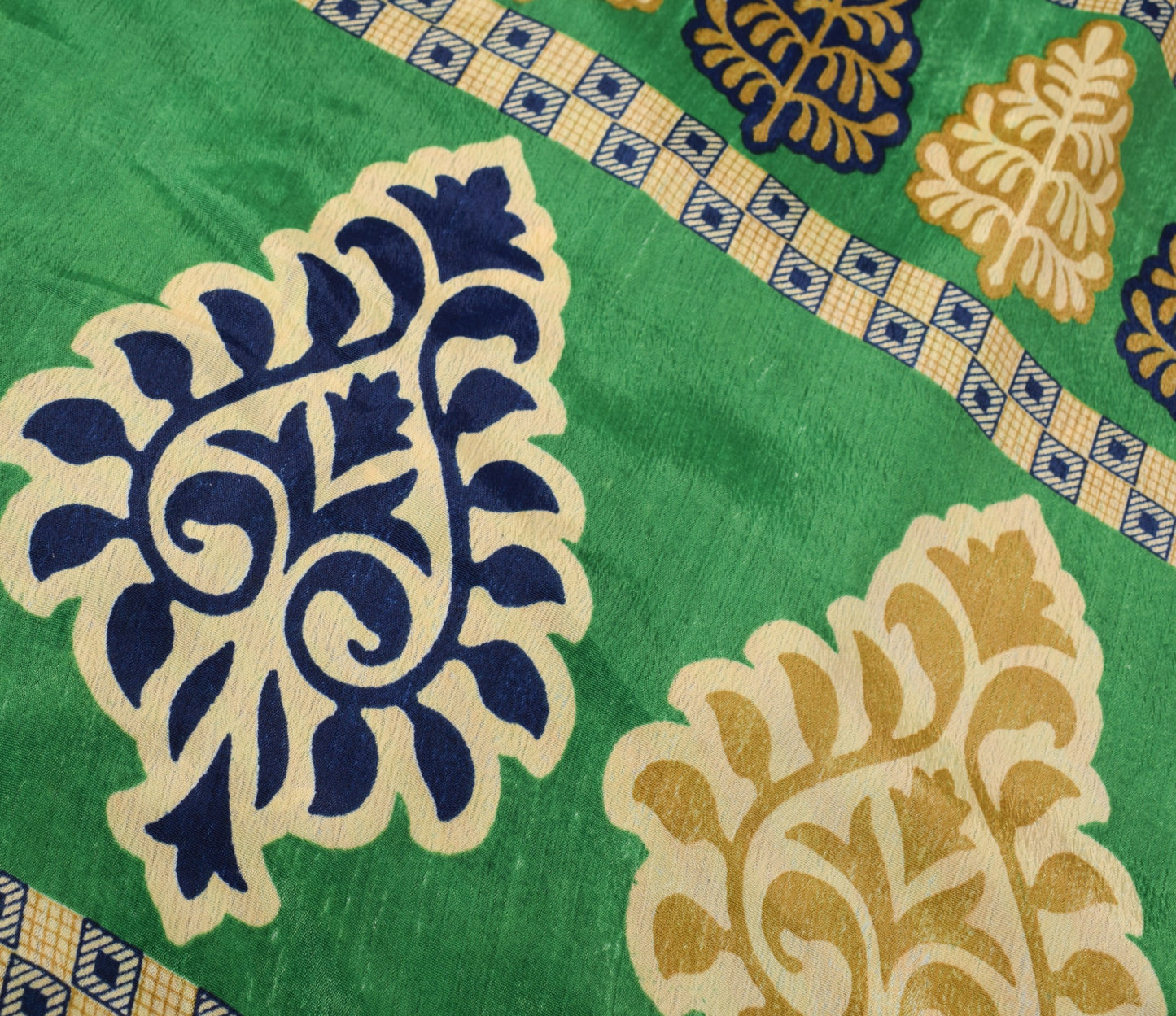 Sushila Vintage Silk Saree Magic Wrap Green Blue Reversible Skirt Beach Dress