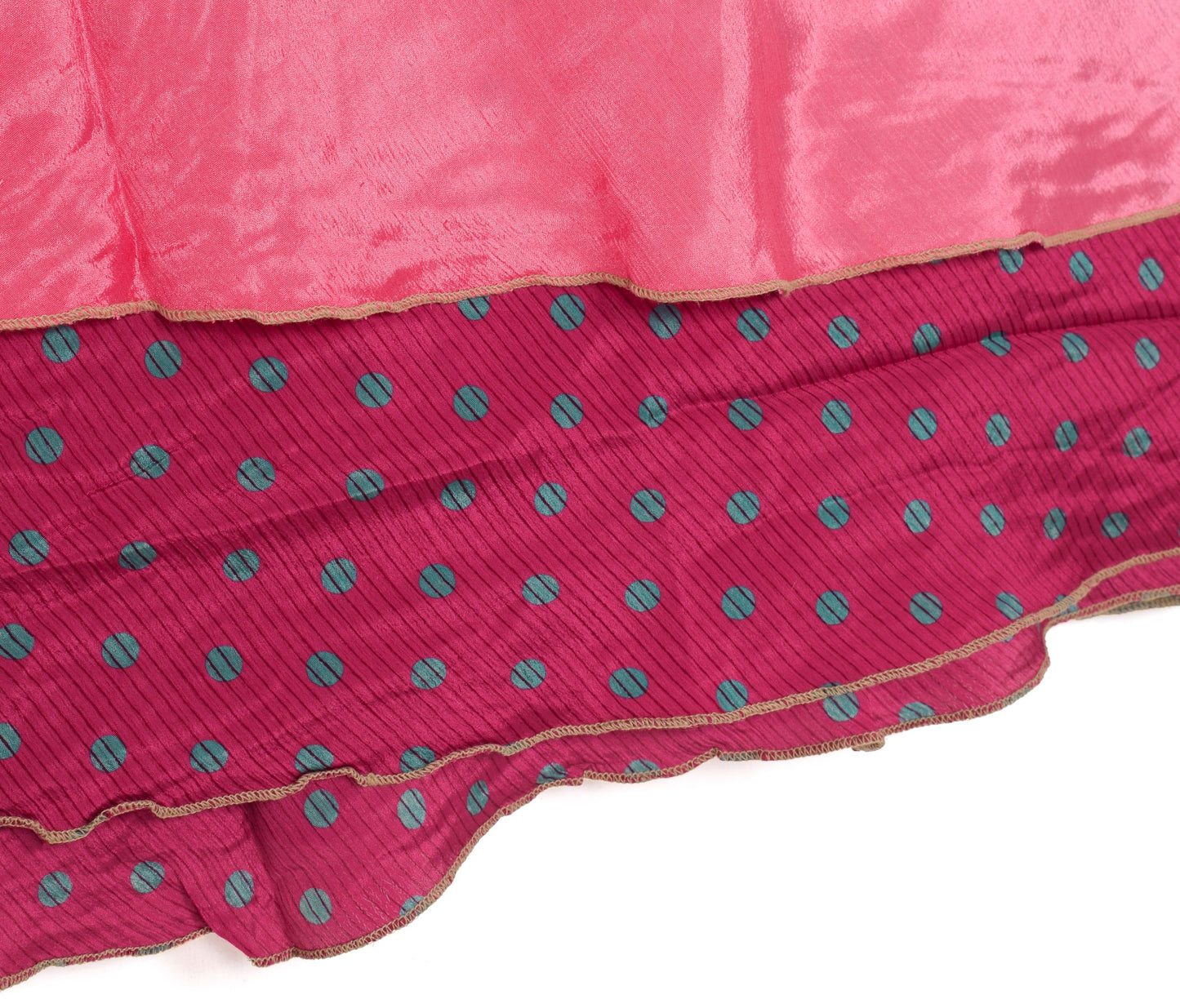 Sushila Vintage Art Silk Saree Magic Wrap Reversible Skirt Polka Dot BeachDress