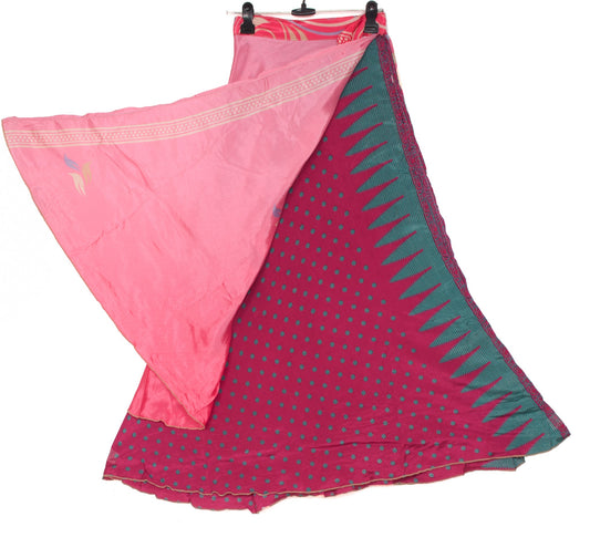 Sushila Vintage Art Silk Saree Magic Wrap Reversible Skirt Polka Dot BeachDress