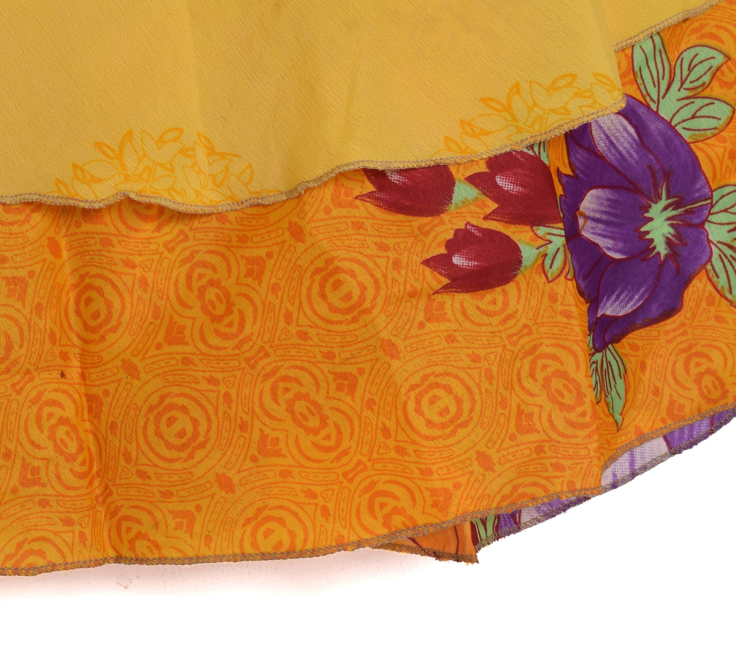 Sushila Vintage Hippie Silk Saree Magic Wrap Reversible Skirt Beach Dress Orange