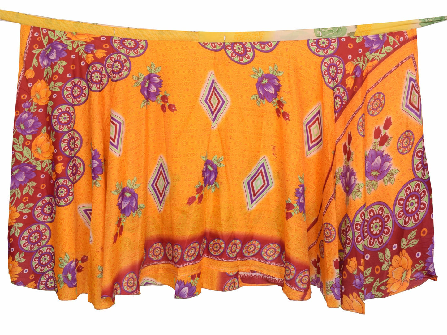 Sushila Vintage Hippie Silk Saree Magic Wrap Reversible Skirt Beach Dress Orange