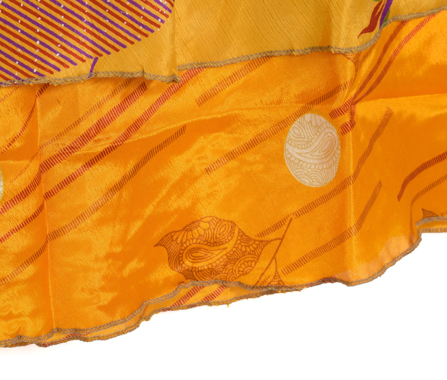 Sushila Vintage Art Silk Saree Magic Wrap Reversible Skirt Beach Dress Mustard