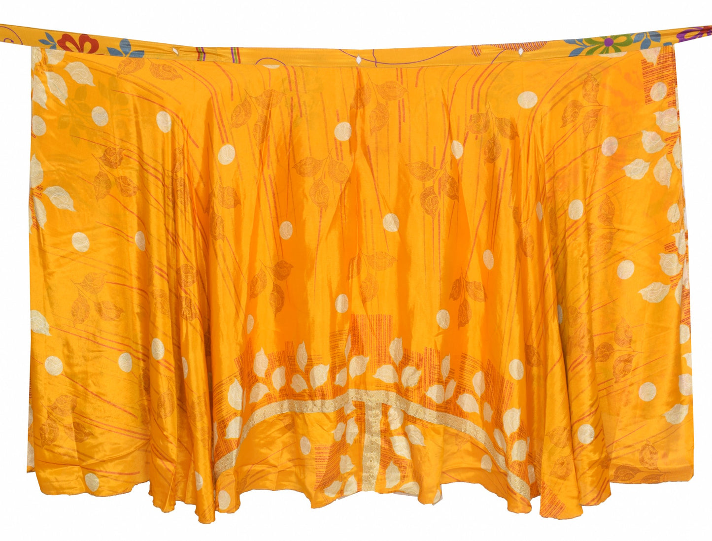 Sushila Vintage Art Silk Saree Magic Wrap Reversible Skirt Beach Dress Mustard