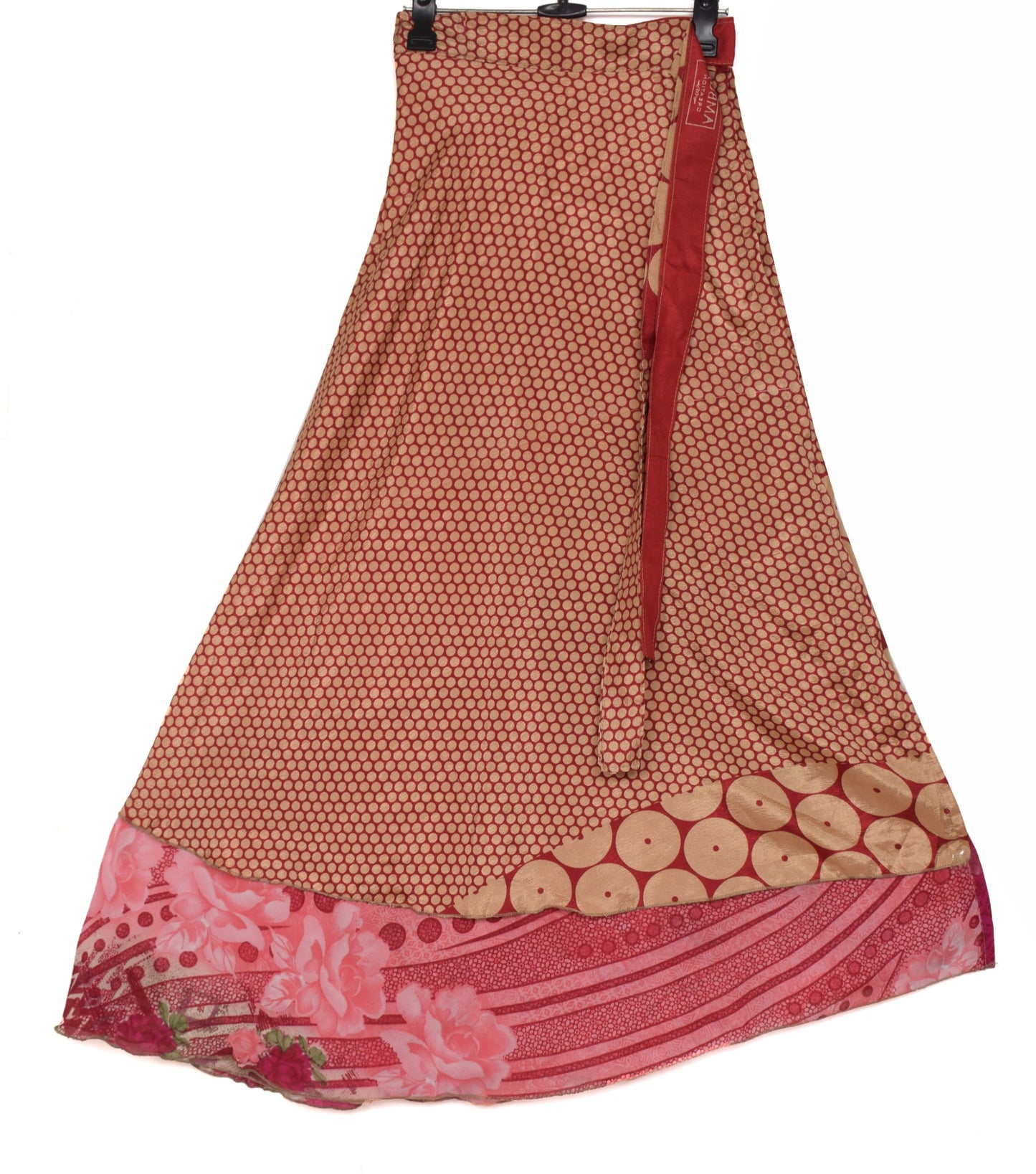 Sushila Vintage Pink Silk Saree Magic Wrap Reversible Skirt Beach Dress Hippie