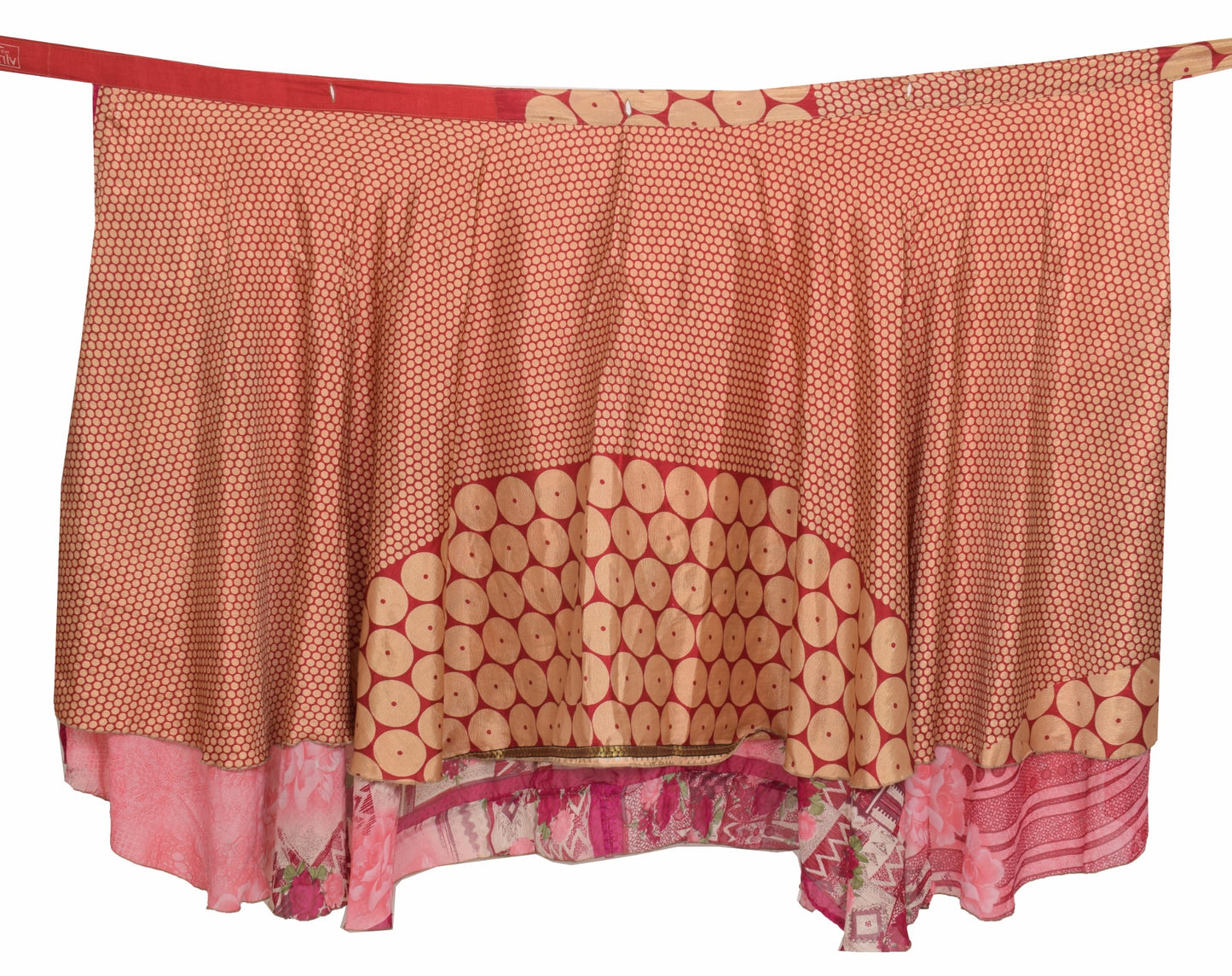 Sushila Vintage Pink Silk Saree Magic Wrap Reversible Skirt Beach Dress Hippie