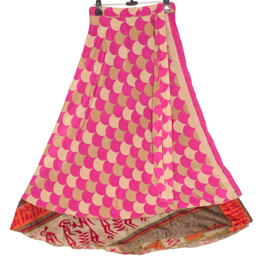 Sushila Vintage Silk Saree Magic Wrap Reversible Multi-Color Skirt Beach Dress