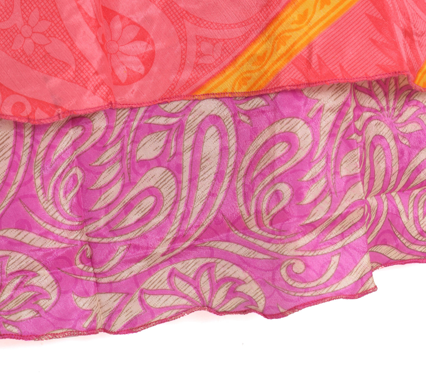 Sushila Vintage Handmade Silk Saree Magic Wrap Reversible Skirt Beach Dress Pink