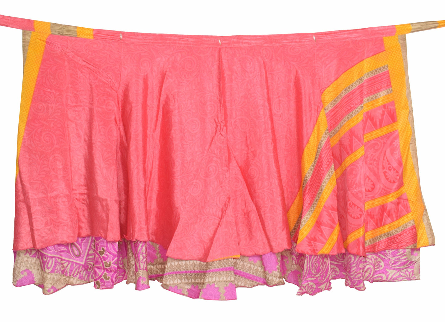 Sushila Vintage Handmade Silk Saree Magic Wrap Reversible Skirt Beach Dress Pink