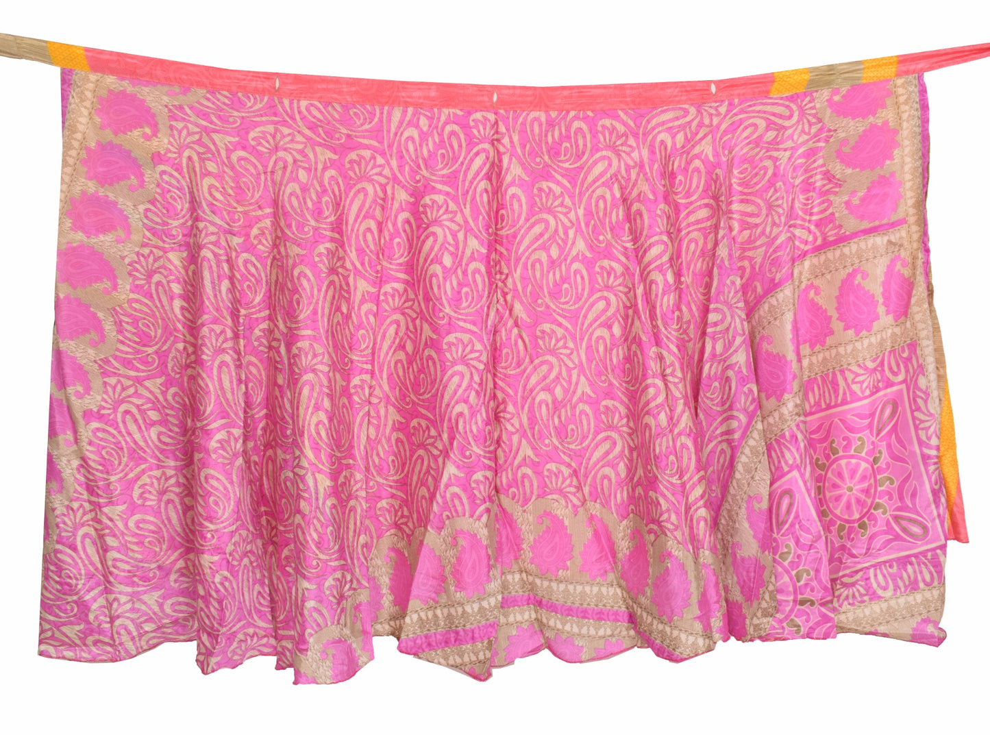 Sushila Vintage Handmade Silk Saree Magic Wrap Reversible Skirt Beach Dress Pink