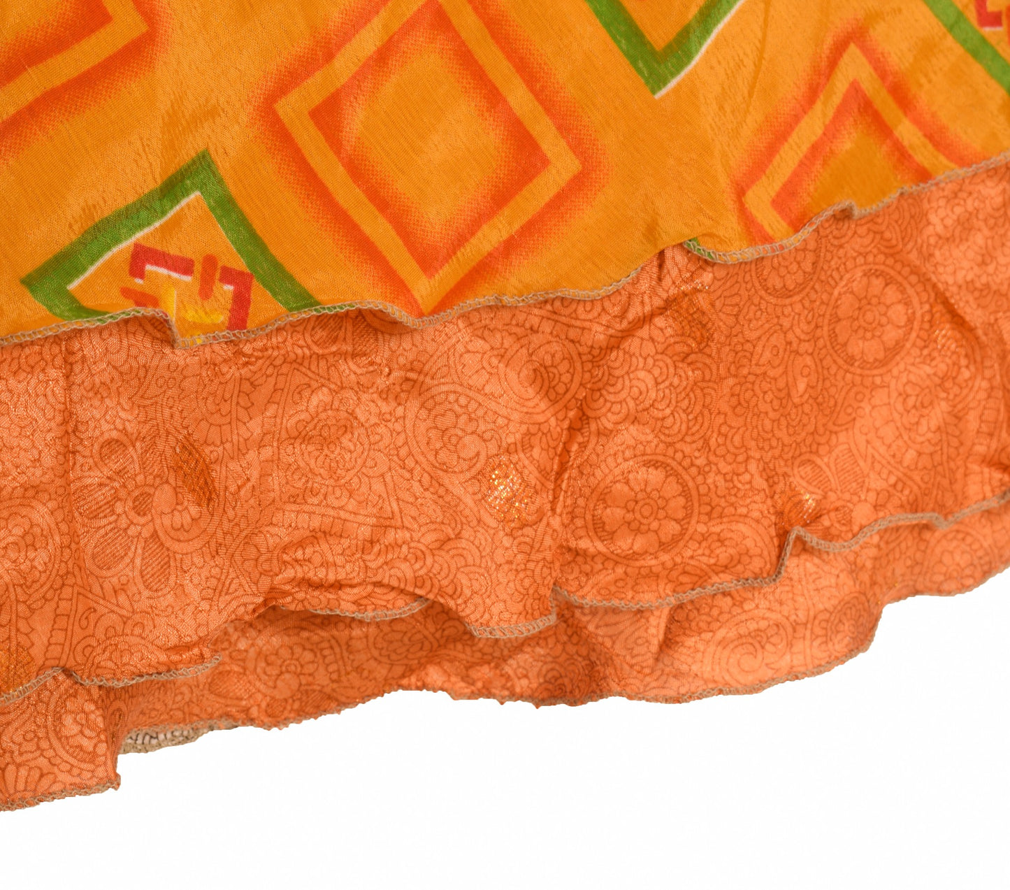 Sushila Vintage Boho Silk Saree Magic Wrap Reversible Skirt Beach Dress Orange