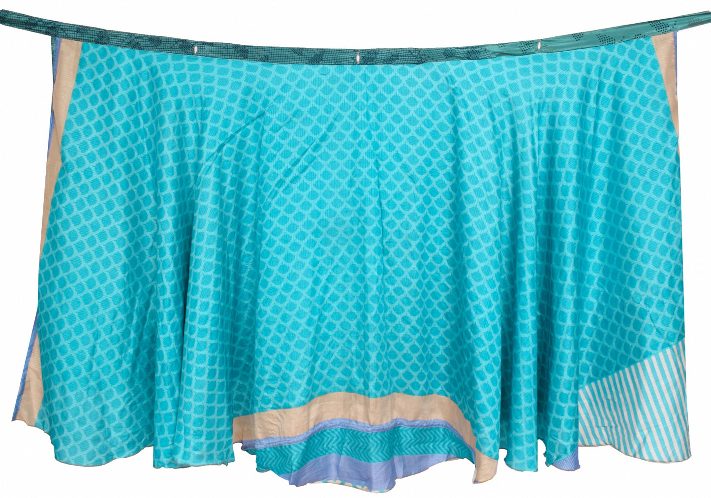 Sushila Vintage Turquoise Silk Saree Magic Wrap Reversible Skirt Beach Dress