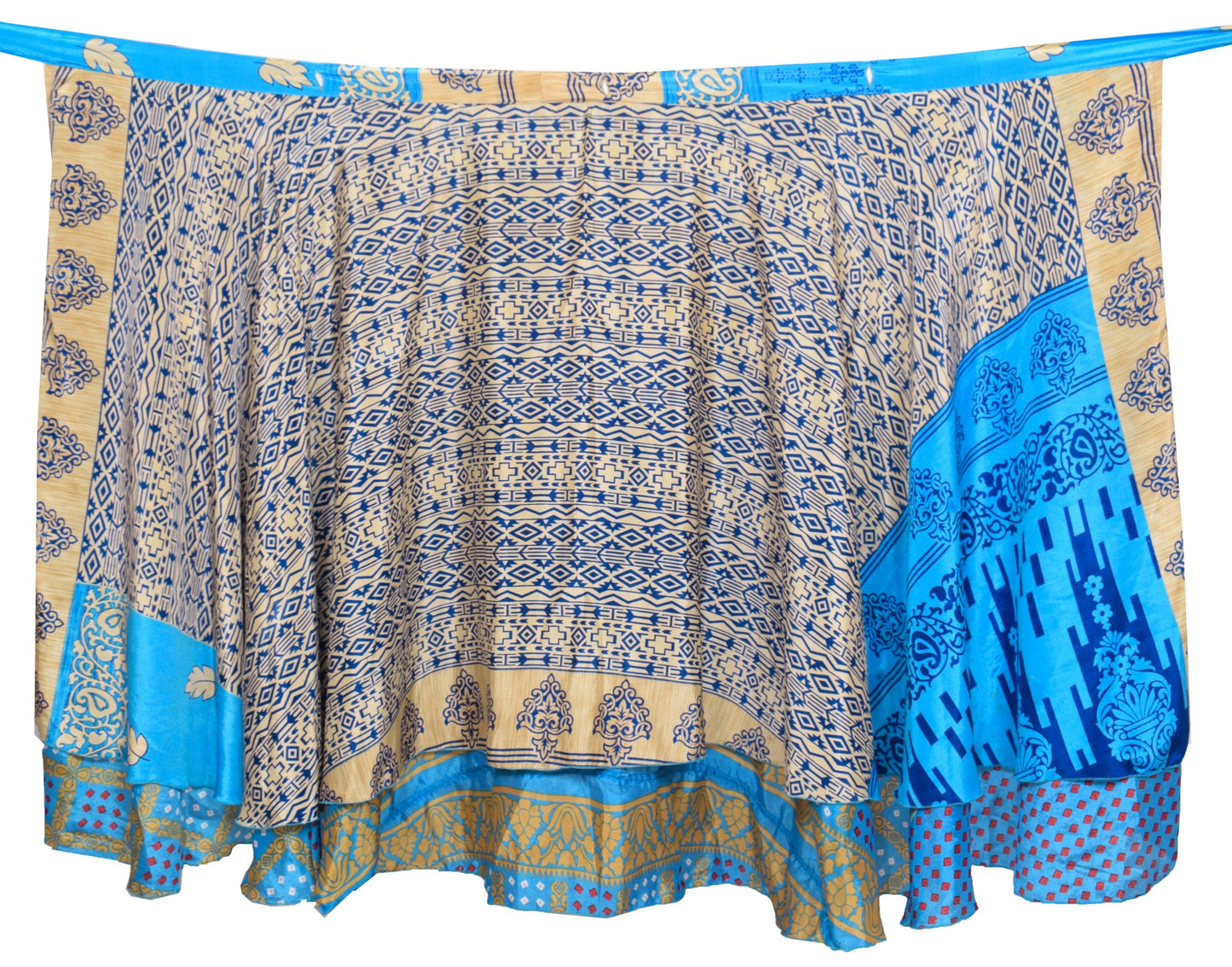 Sushila Vintage Bandhani Silk Saree Magic Wrap Reversible Skirt Beach Dress Boho