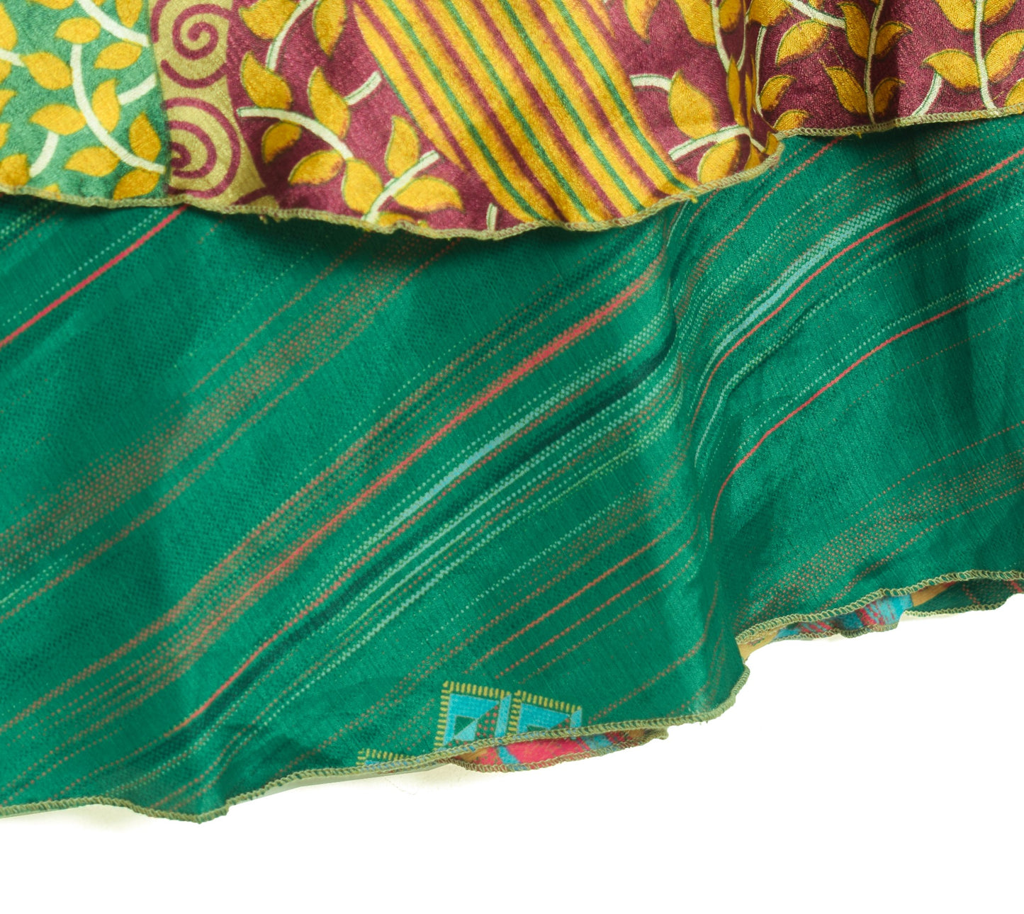 Sushila Vintage Dark Green Silk Saree Magic Wrap Reversible Skirt Beach Dress