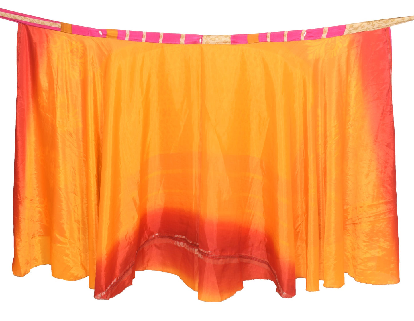 Sushila Vintage Magic Wrap Orange Art Silk Saree Reversible Skirt Beach Dress