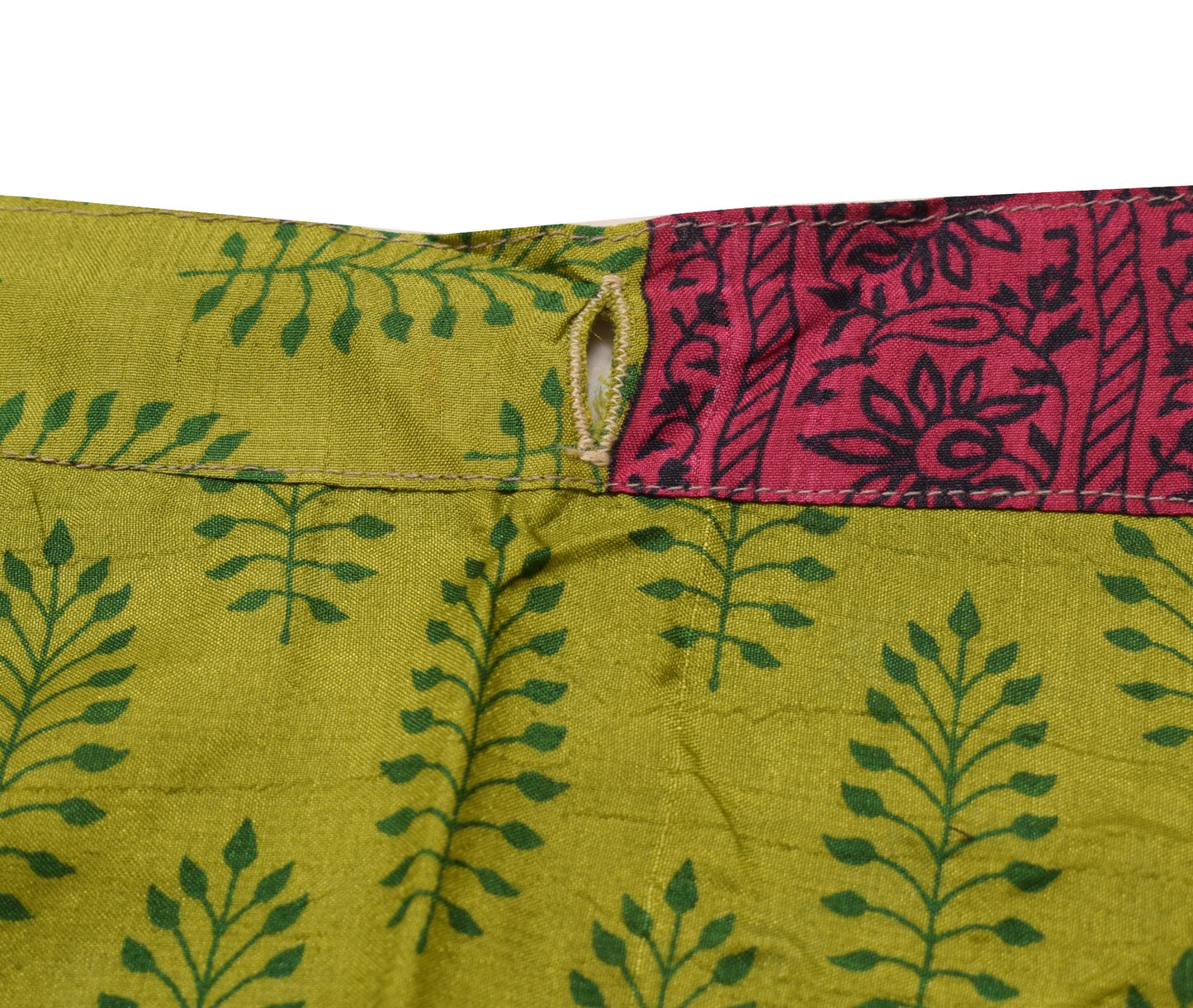 Sushila Vintage Silk Saree Magic Wrap Reversible Skirt Floral Green Beach Dress