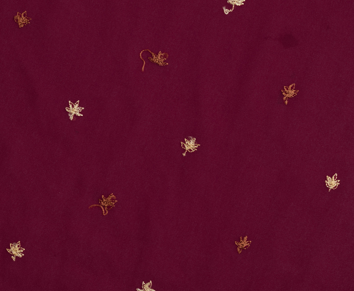 Sushila Vintage Maroon Georgette Sari Remnant Scrap Embroidered Craft Fabric