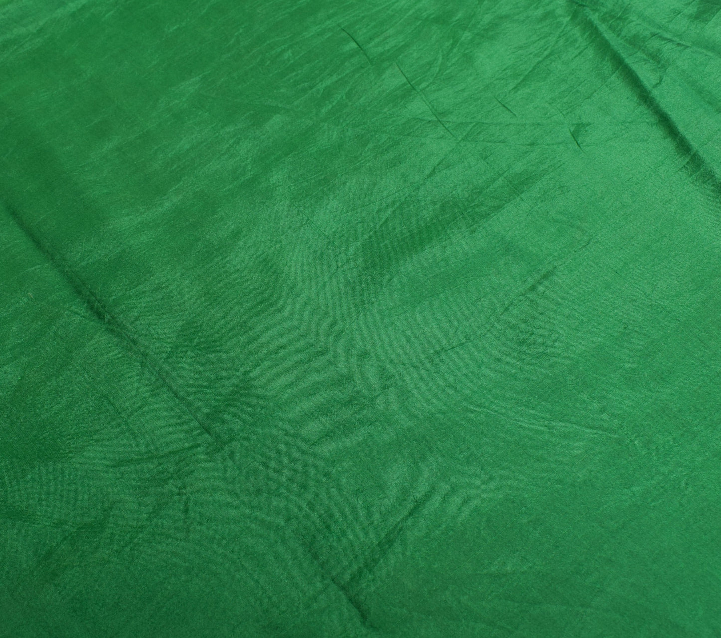 Sushila Vintage Green Sari Remnant Scrap Multi Purpose Pure Silk Craft Fabric