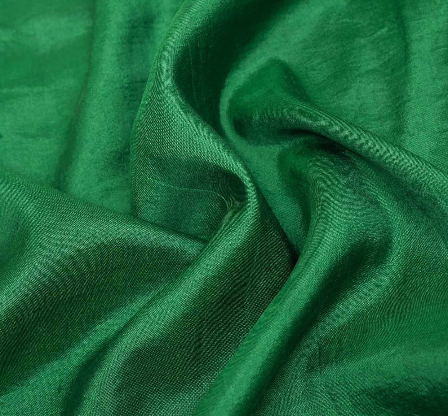 Sushila Vintage Green Sari Remnant Scrap Multi Purpose Pure Silk Craft Fabric