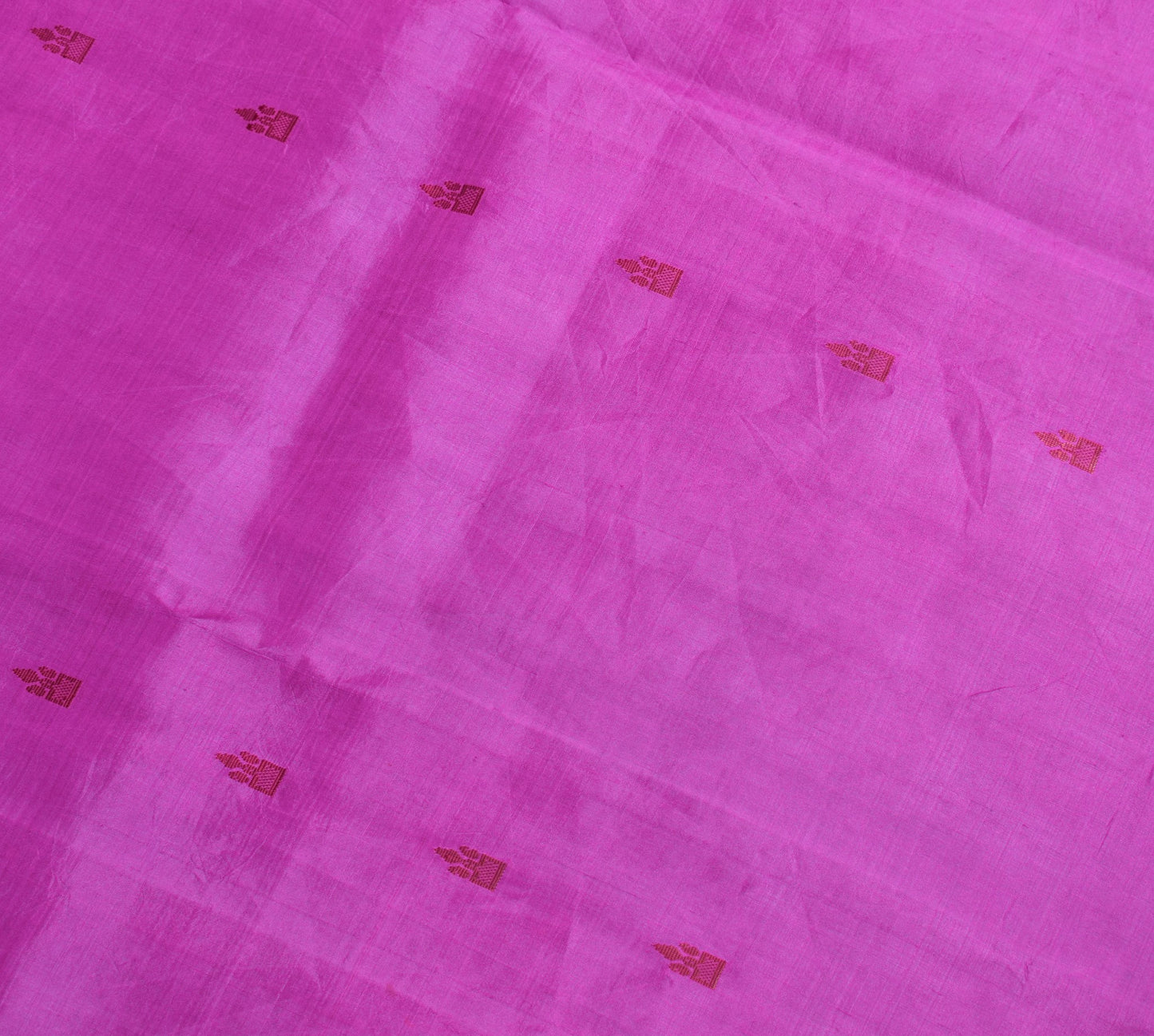 Sushila Vintage Fuchsia Pink Sari Remnant Scrap Pure Silk Woven Craft Fabric