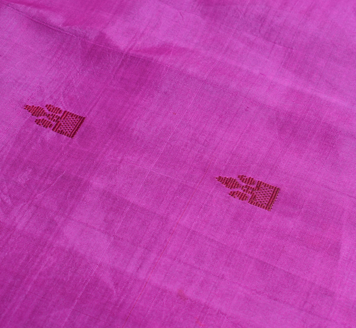 Sushila Vintage Fuchsia Pink Sari Remnant Scrap Pure Silk Woven Craft Fabric