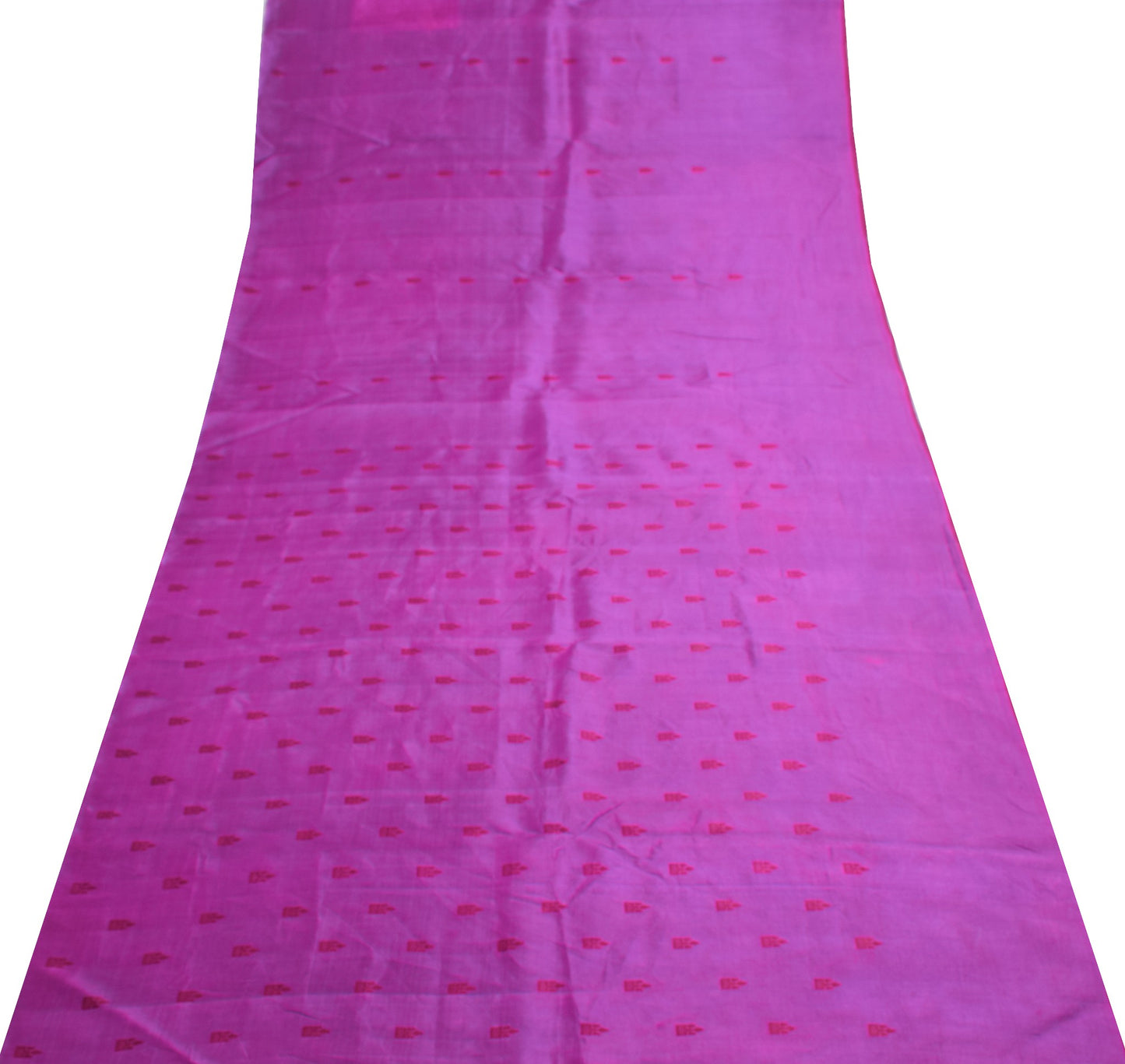 Sushila Vintage Fuchsia Pink Sari Remnant Scrap Pure Silk Woven Craft Fabric