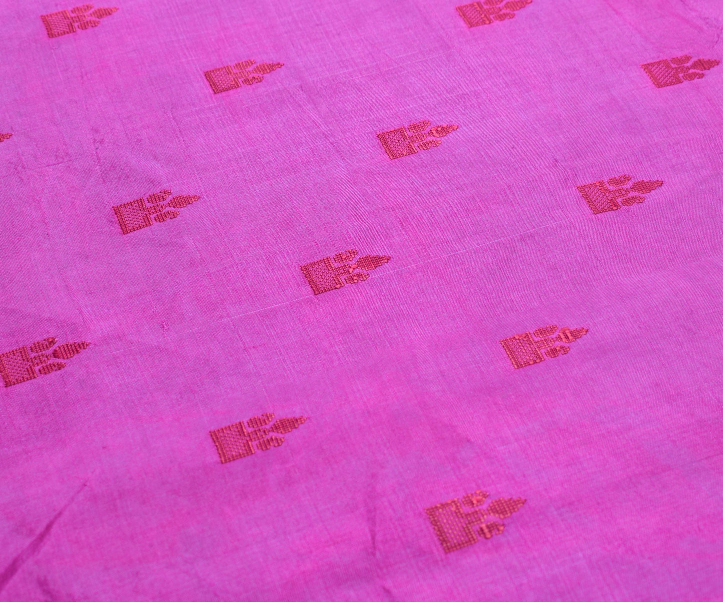 Sushila Vintage Fuchsia Pink Sari Remnant Scrap Pure Silk Woven Craft Fabric