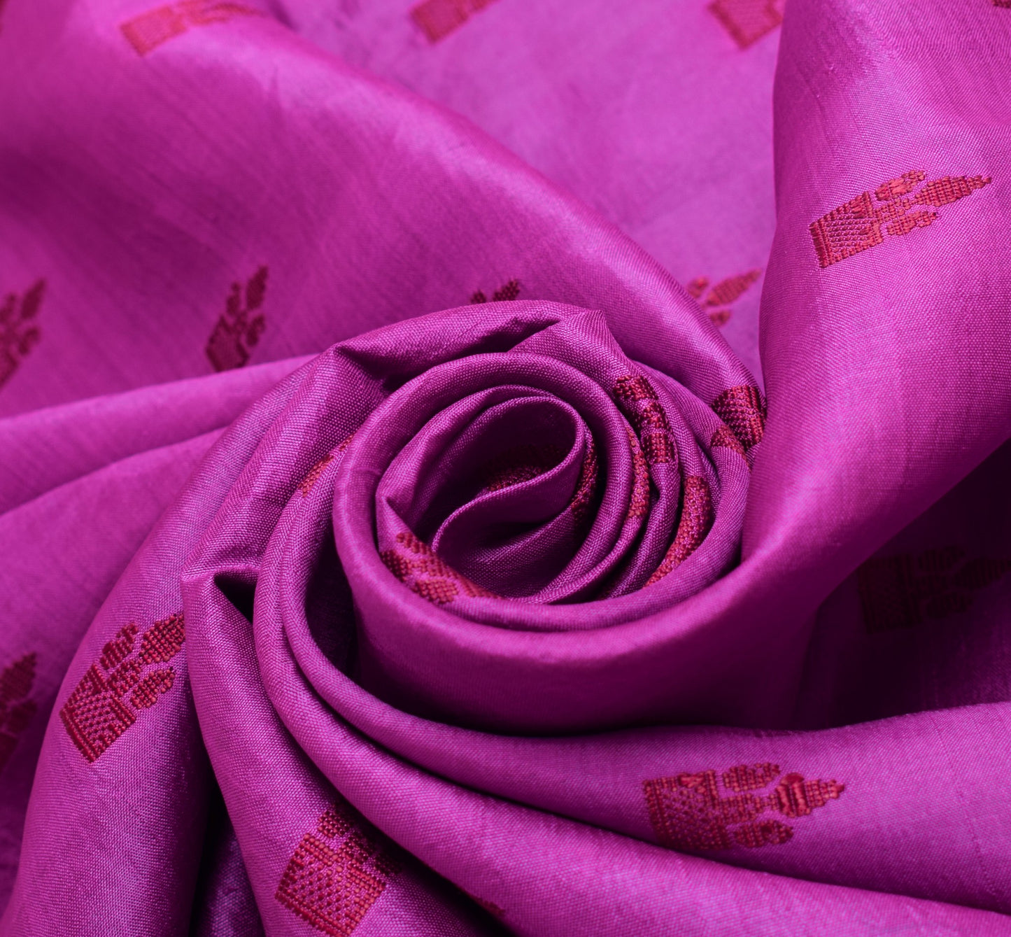 Sushila Vintage Fuchsia Pink Sari Remnant Scrap Pure Silk Woven Craft Fabric