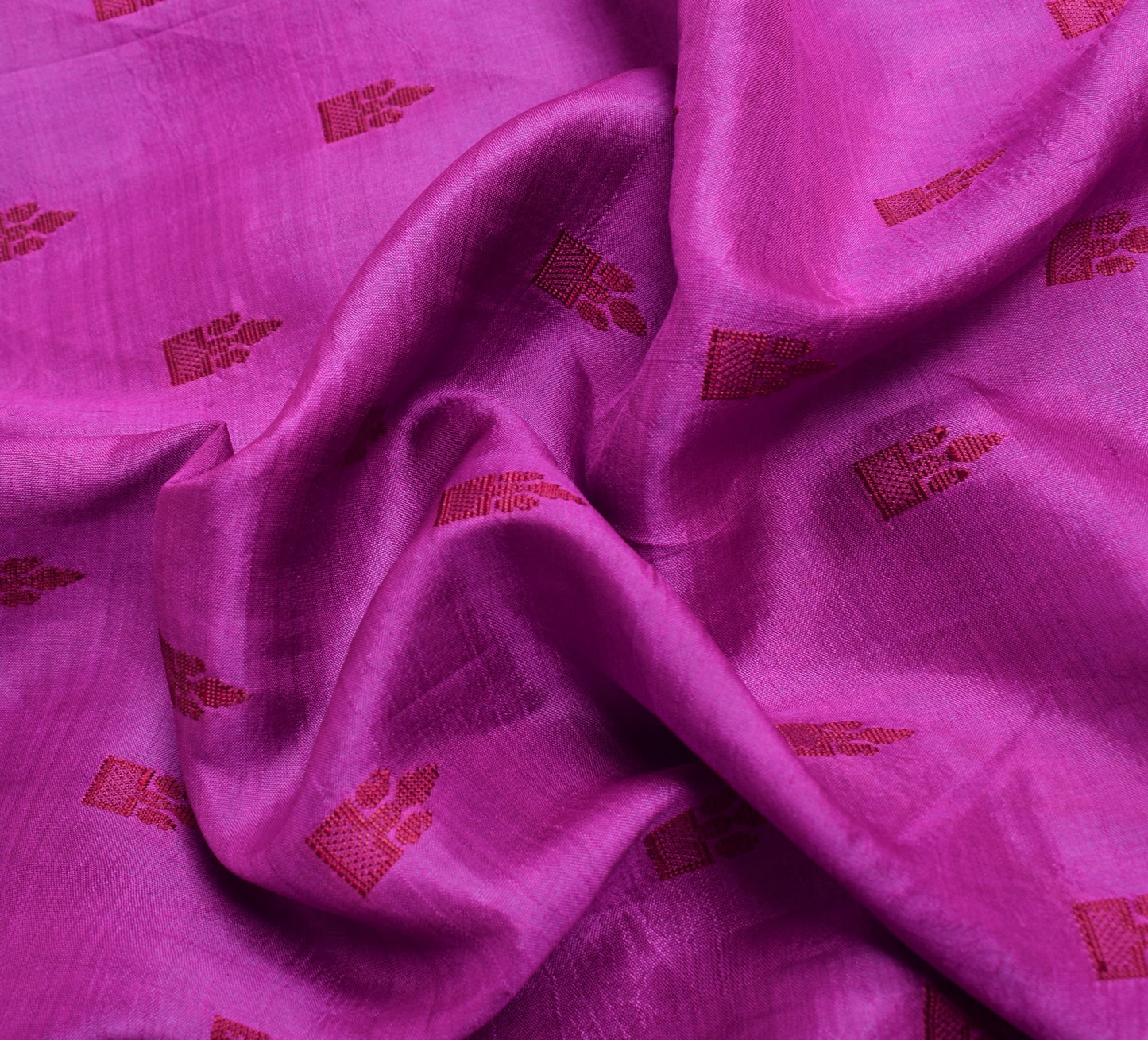 Sushila Vintage Fuchsia Pink Sari Remnant Scrap Pure Silk Woven Craft Fabric