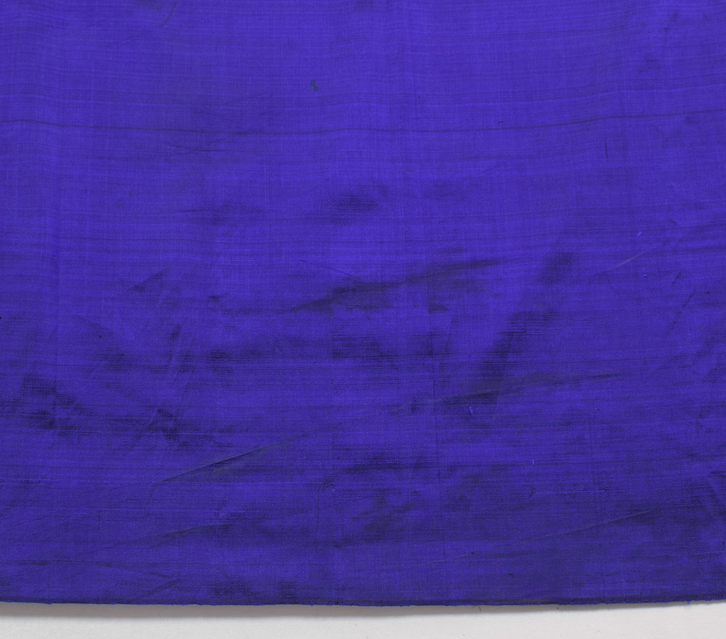 Sushila Vintage Blue Plain Sari Remnant Scrap 100% Pure Silk Woven Craft Fabric