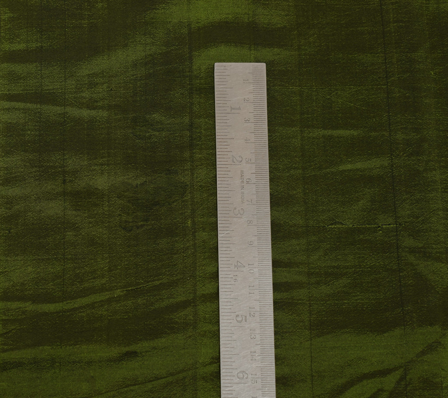 Sushila Vintage Green Sari Remnant Scrap 100% Pure Silk Plain Soft Craft Fabric