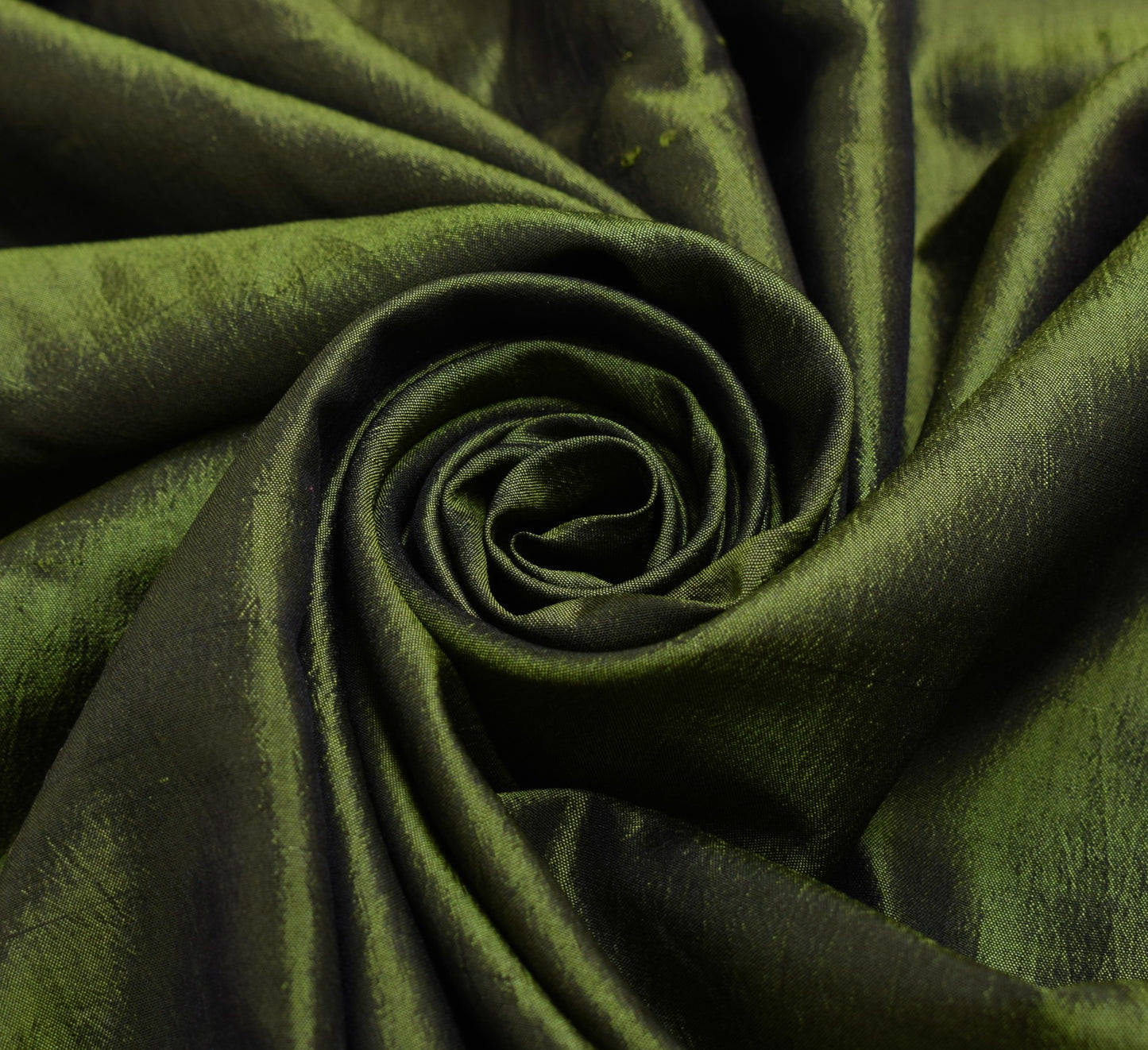 Sushila Vintage Green Sari Remnant Scrap 100% Pure Silk Plain Soft Craft Fabric