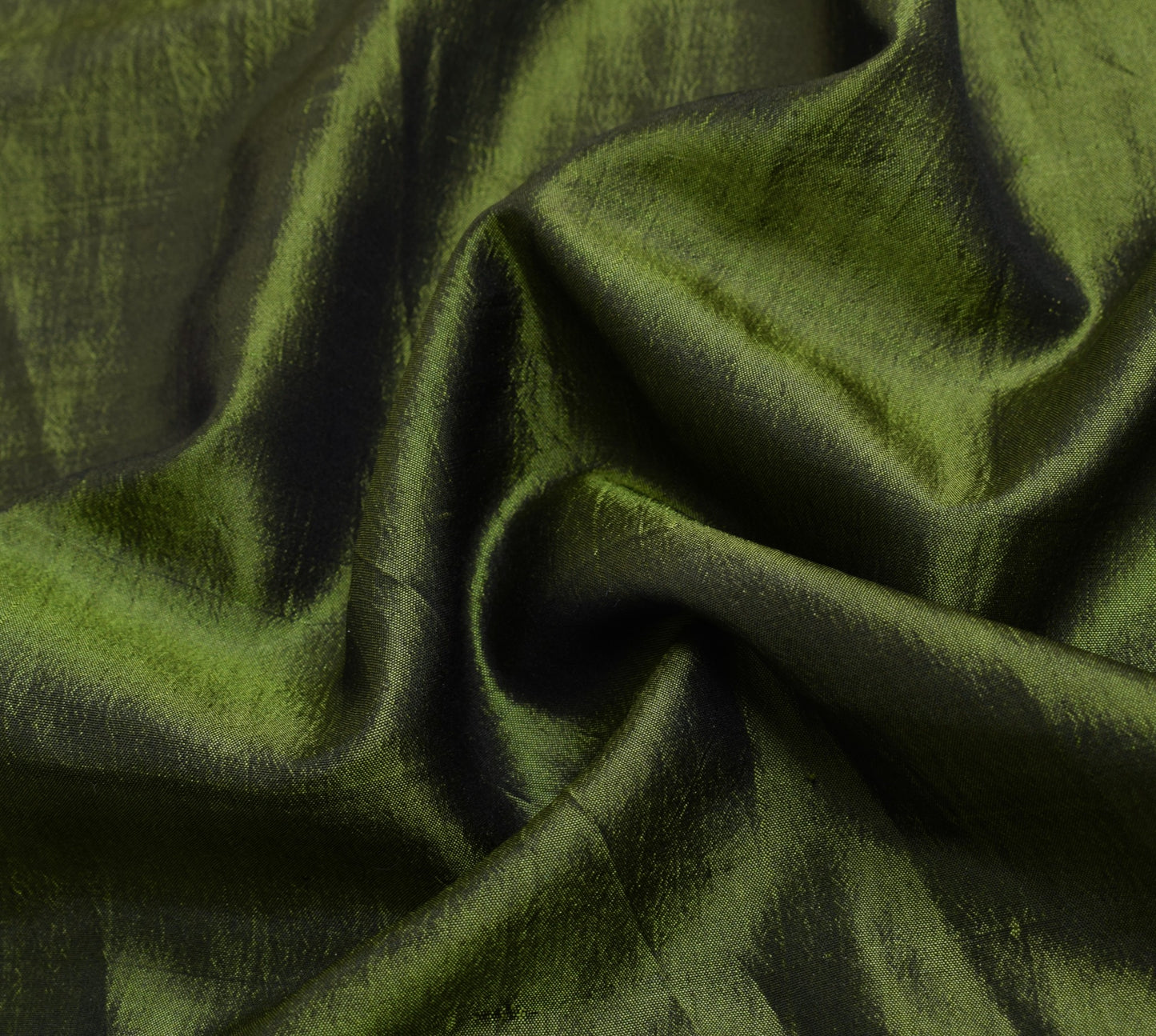 Sushila Vintage Green Sari Remnant Scrap 100% Pure Silk Plain Soft Craft Fabric