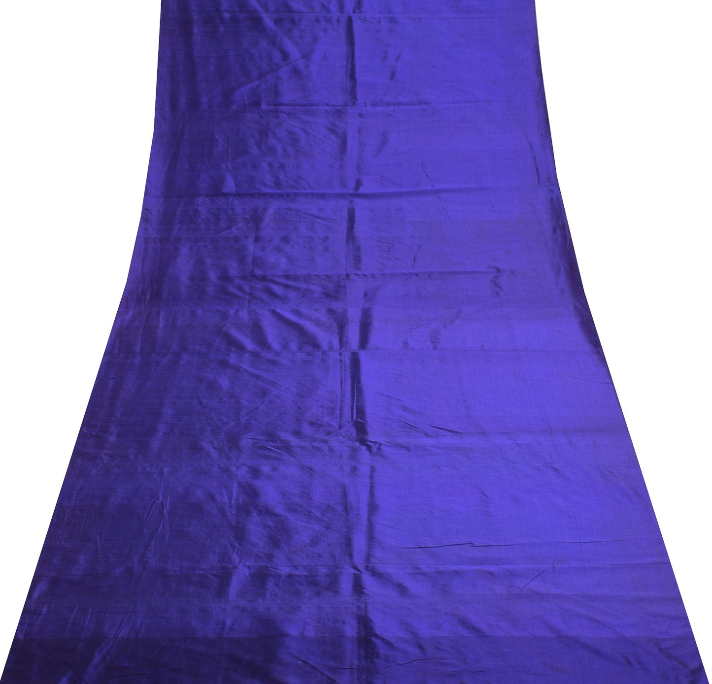 Sushila Vintage Blue Plain Sari Remnant Scrap 100% Pure Silk Dress Craft Fabric