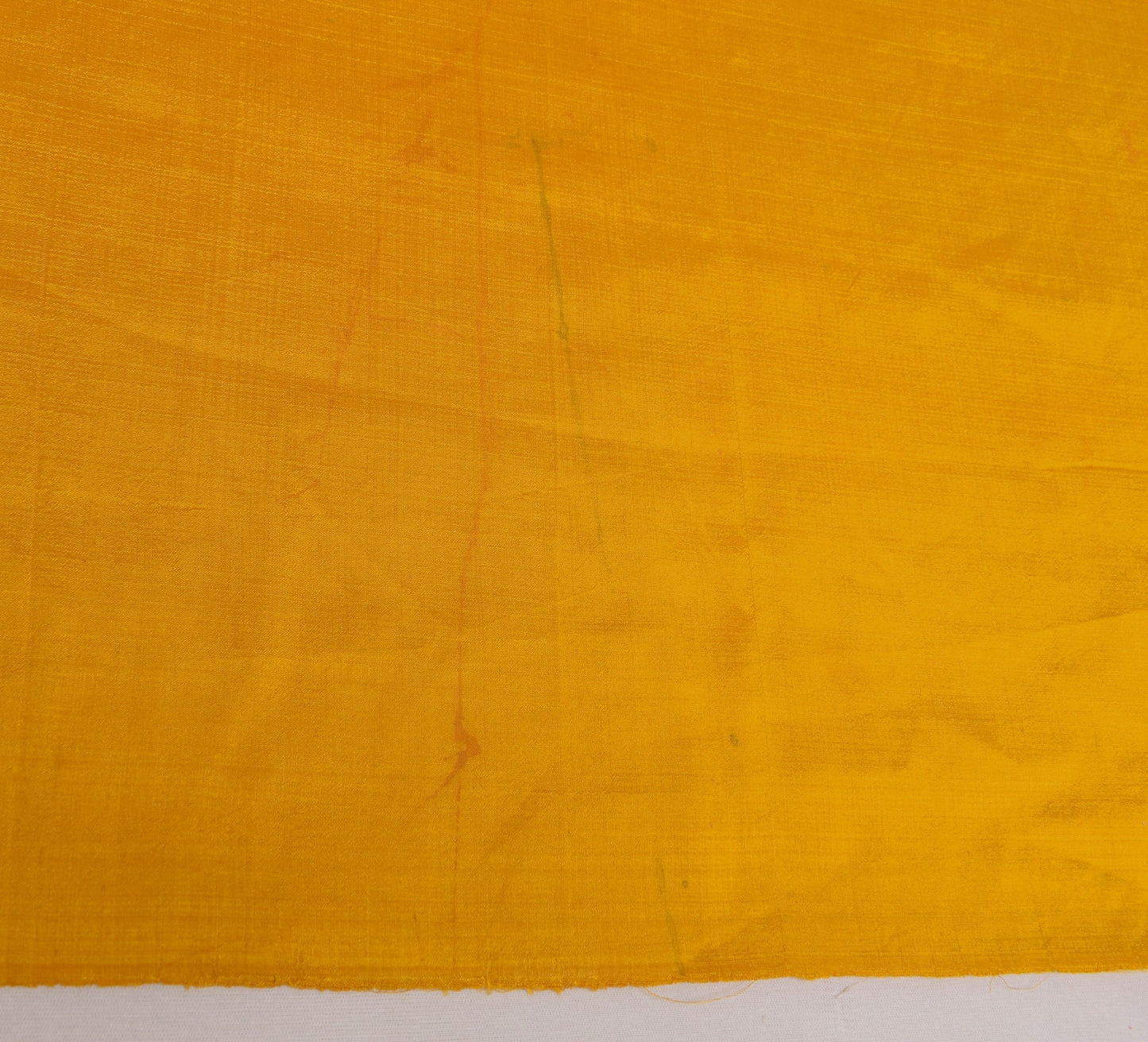 Sushila Vintage Yellow Soft Sari Remnant Scrap 100% Pure Silk Plain Craft Fabric