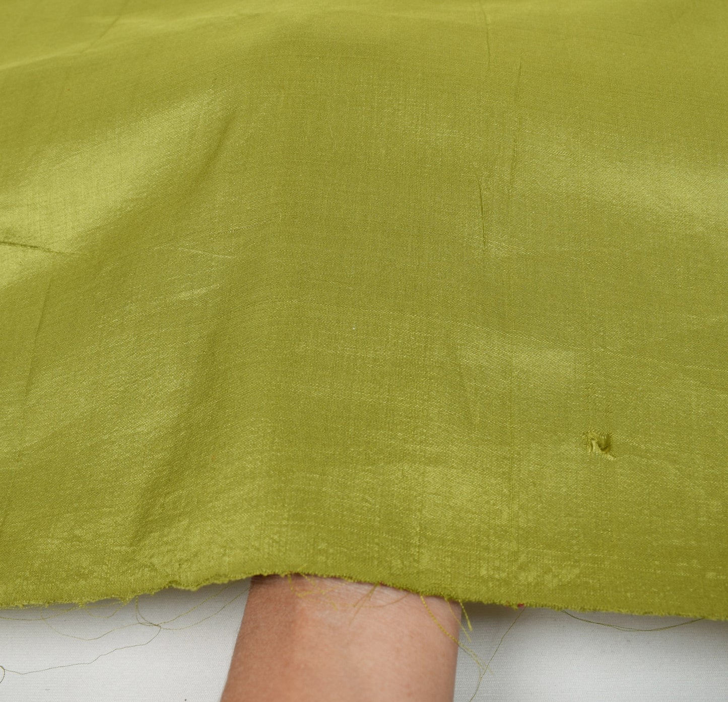 Sushila Vintage Green Sari Remnant Scrap Plain 100% Pure Silk Dress Craft Fabric