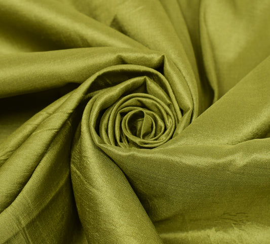 Sushila Vintage Green Sari Remnant Scrap Plain 100% Pure Silk Dress Craft Fabric