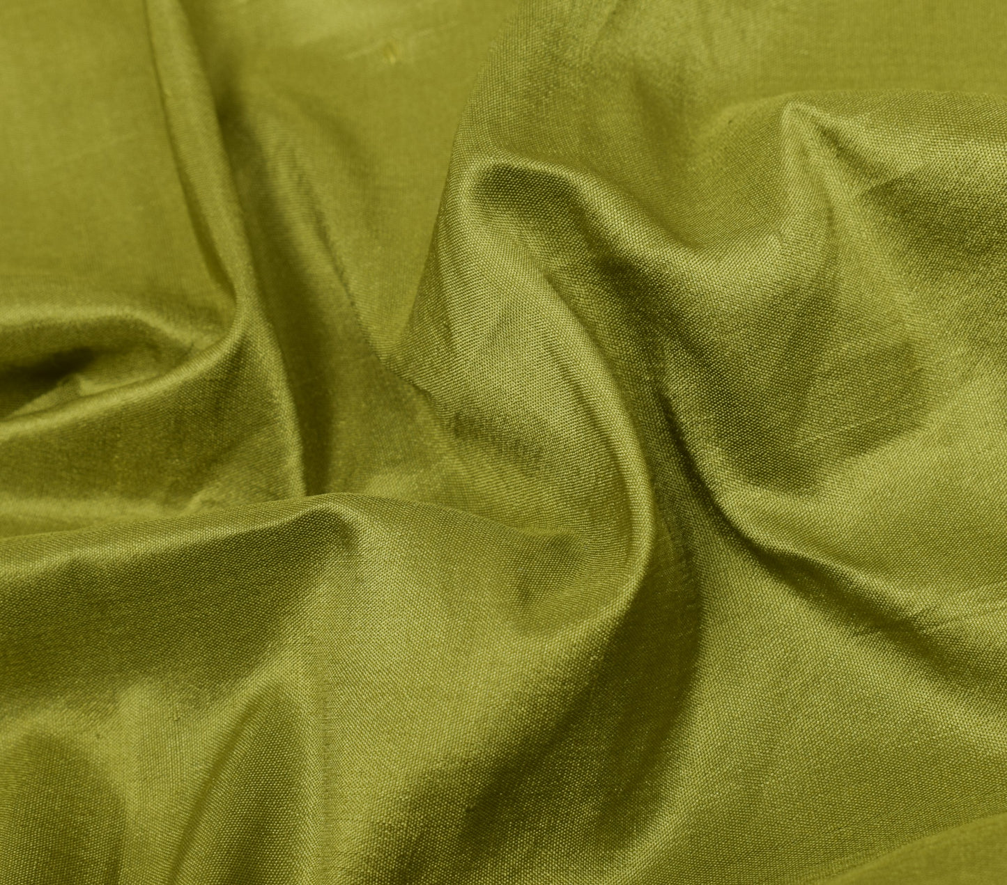 Sushila Vintage Green Sari Remnant Scrap Plain 100% Pure Silk Dress Craft Fabric