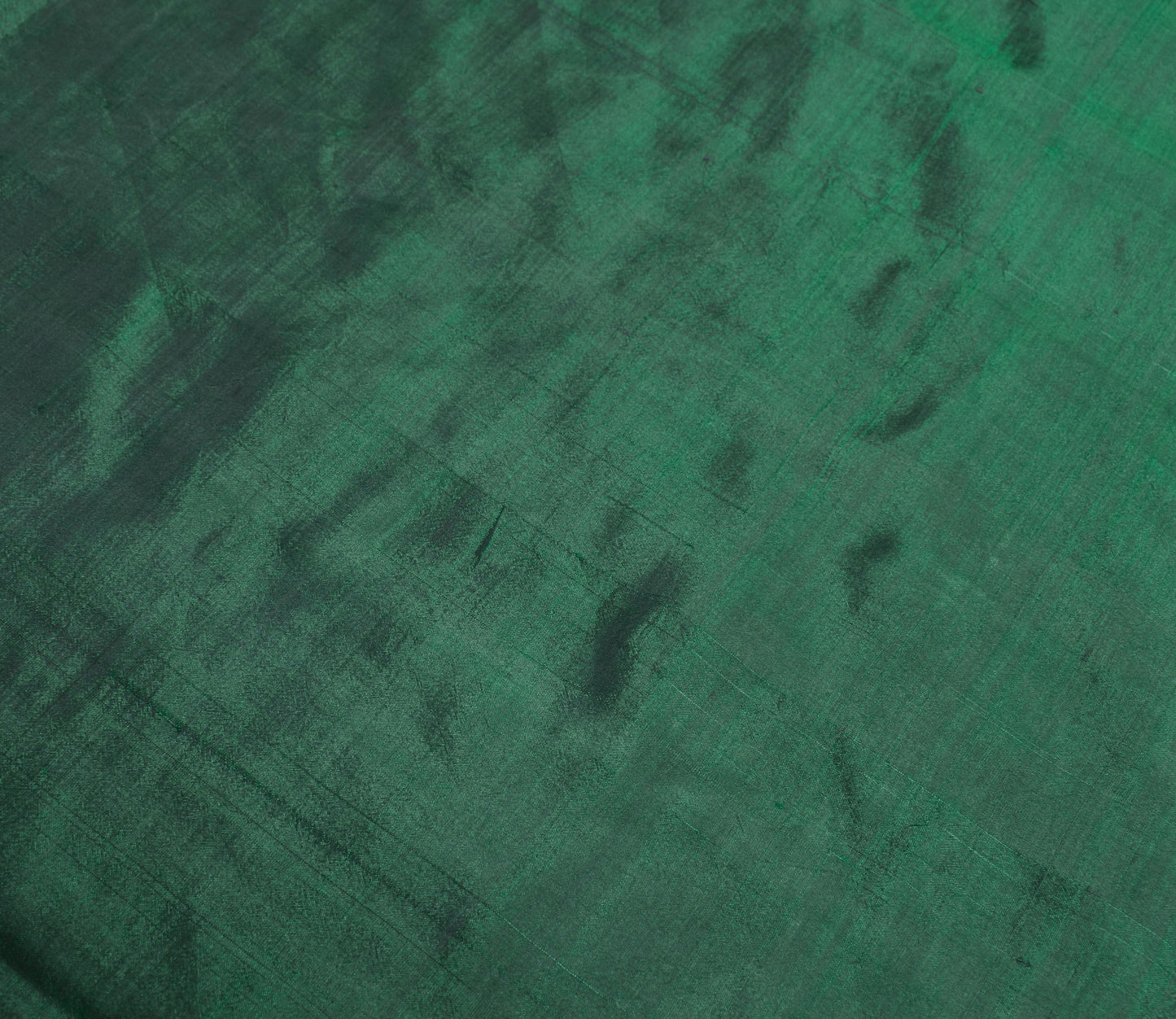 Sushila Vintage Dark Green Sari Remnant Scrap 100% Pure Silk Plain Craft Fabric