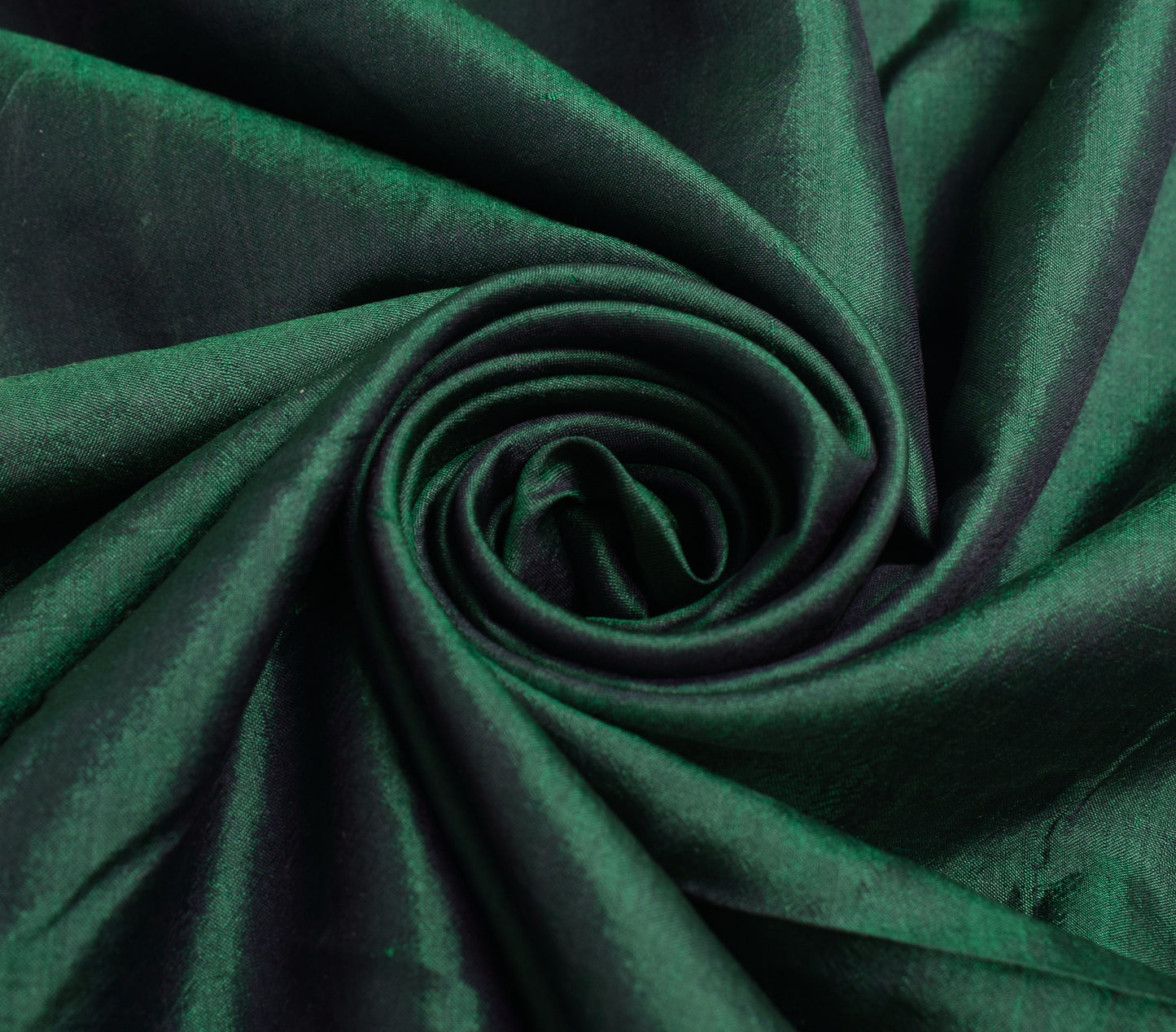 Sushila Vintage Dark Green Sari Remnant Scrap 100% Pure Silk Plain Craft Fabric