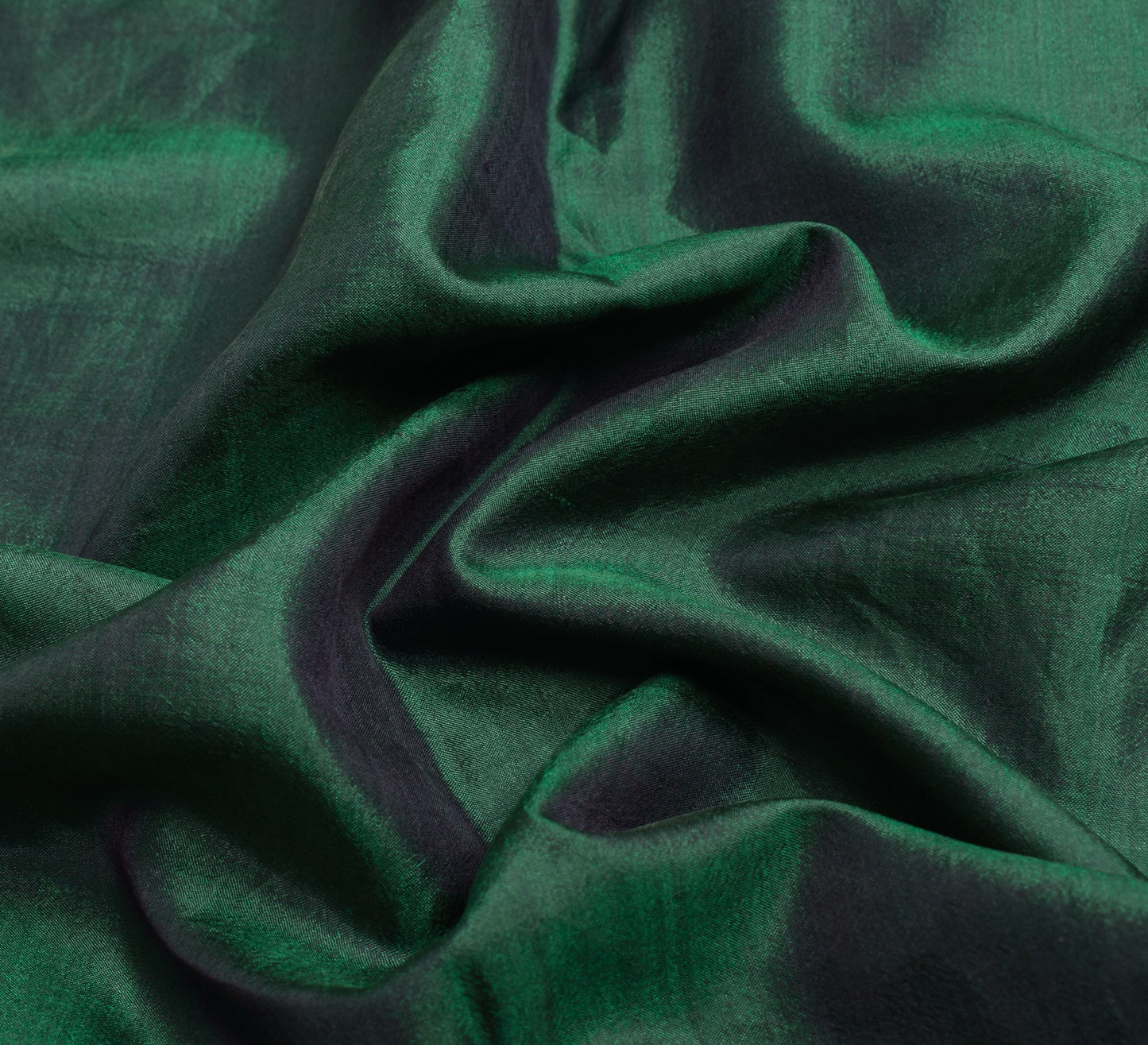 Sushila Vintage Dark Green Sari Remnant Scrap 100% Pure Silk Plain Craft Fabric